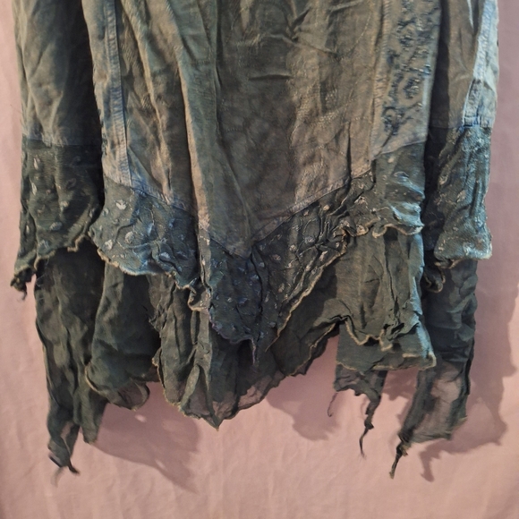 Choices Teal Layered Midi Skirt - Picture 2 of 5